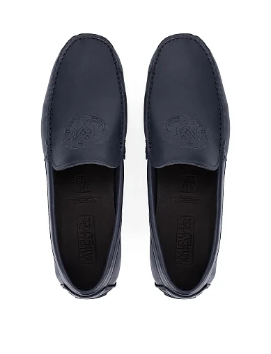 Чоловічі шкіряні мокасини синього кольору (A643624-1) - фото 5 - Miraton