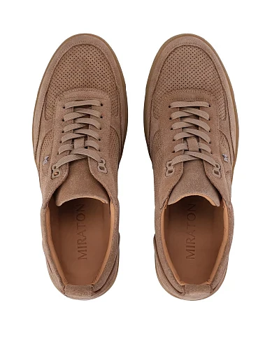 Мужские кеды замшевые бежевые - фото 4 - Miraton