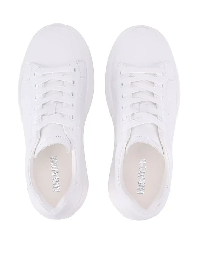 Жіночі кеди шкіряні білі(199-2) - фото 2 - Miraton