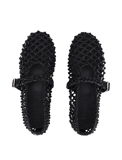 Женские балетки из искусственной кожи черные - фото 2 - Miraton