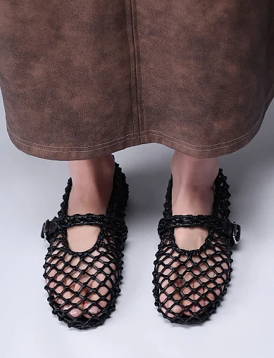 Женские балетки из искусственной кожи черные - фото 7 - Miraton