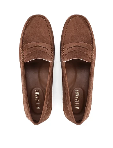 Женские мокасины велюровые бежевые - фото 2 - Miraton