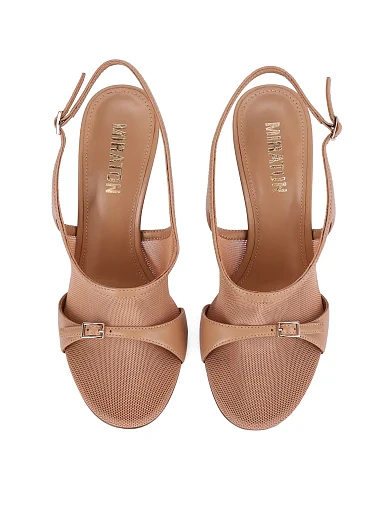 Женские босоножки кожаные бежевые - фото 2 - Miraton