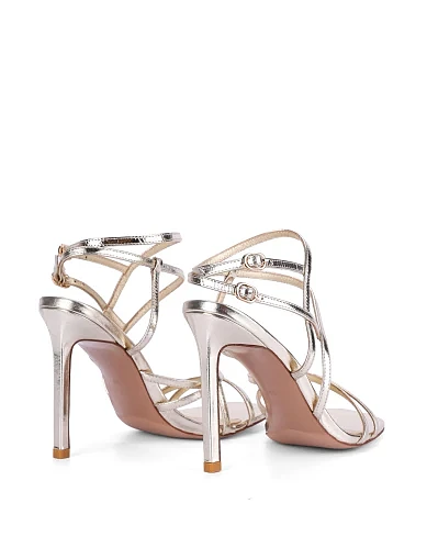 Женские босоножки кожаные золотого цвета - фото 4 - Miraton