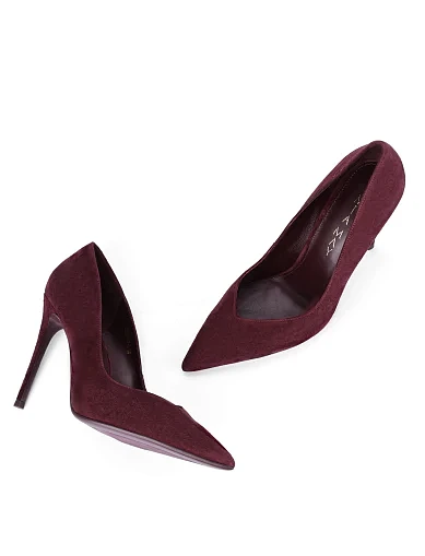 Женские туфли велюровые бордовые - фото 6 - Miraton