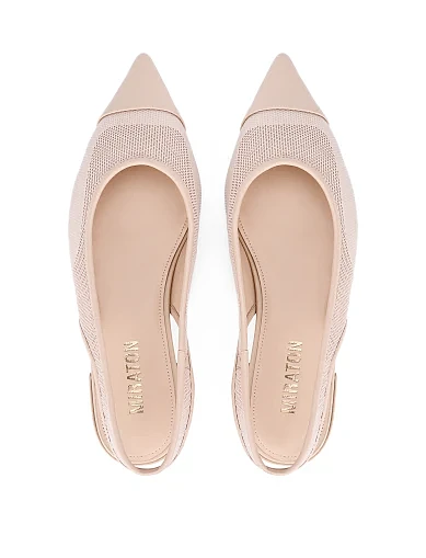 Жіночі балетки зі шкіри бежеві(B2505A-05-4) - фото 2 - Miraton