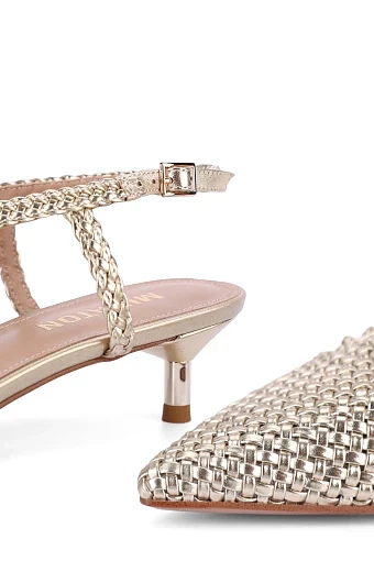 Жіночі туфлі шкіряні золотого кольору(203-24102-79-1) - фото 5 - Miraton