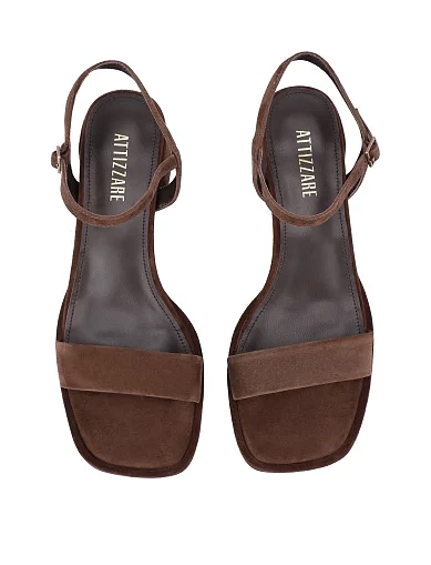 Женские босоножки велюровые коричневые - фото 2 - Miraton