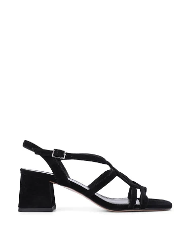 Жіночі босоніжки велюрові чорні(203-25134-003-1) - фото 1 - Miraton