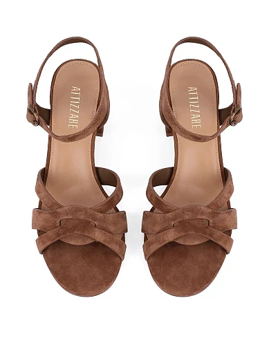 Жіночі босоніжки велюрові коричневі(203-25135-032-1) - фото 2 - Miraton