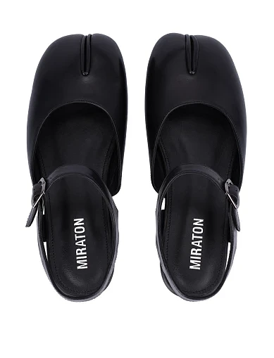 Жіночі балетки зі шкіри чорні(IS20556-031-TS1067) - фото 2 - Miraton