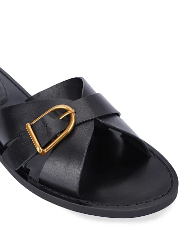 Жіночі шльопанці шкіряні чорні(251-135-1) - фото 5 - Miraton