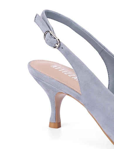 Женские туфли велюровые голубые - фото 5 - Miraton
