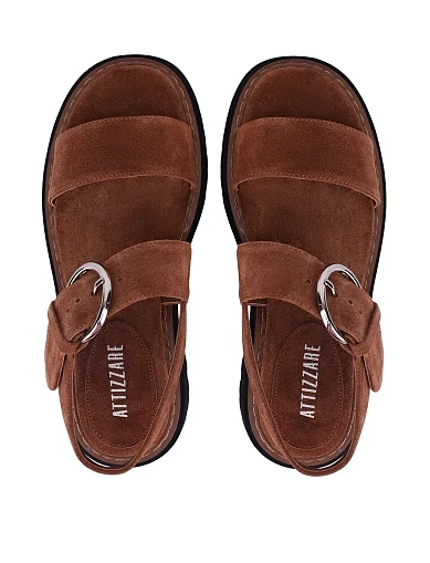 Жіночі сандалі велюрові коричневі(2663-27-1) - фото 2 - Miraton