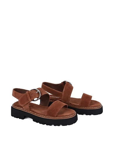 Жіночі сандалі велюрові коричневі(2663-27-1) - фото 3 - Miraton