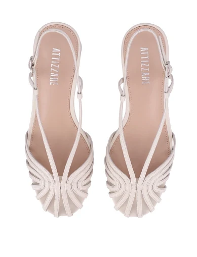 Жіночі босоніжки шкіряні золотого кольору(2673-89-1) - фото 2 - Miraton