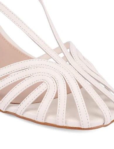 Жіночі босоніжки шкіряні золотого кольору(2673-89-1) - фото 5 - Miraton