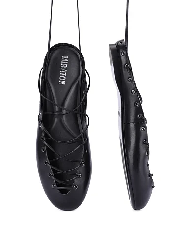 Жіночі балетки шкіряні чорні(512A-18-S10) - фото 2 - Miraton