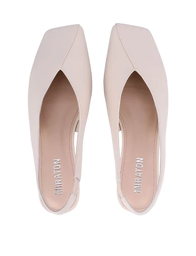 Жіночі балетки шкіряні рисового кольору(615A-07-S521) - фото 2 - Miraton