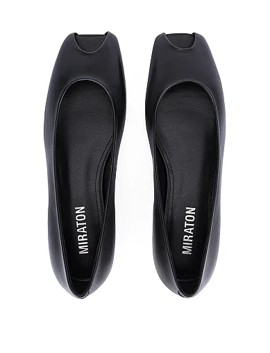 Женские балетки кожаные черные - фото 2 - Miraton