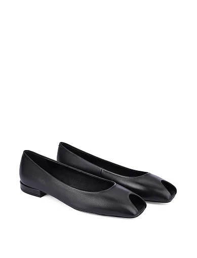 Женские балетки кожаные черные - фото 3 - Miraton