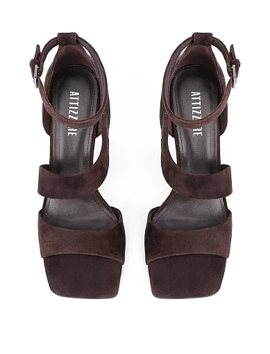 Женские босоножки велюровые коричневые - фото 2 - Miraton