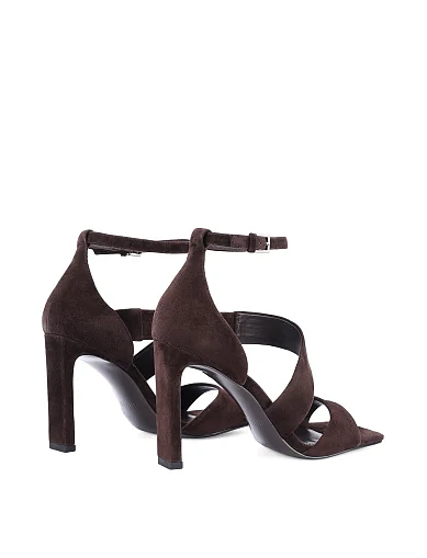 Женские босоножки велюровые коричневые - фото 4 - Miraton