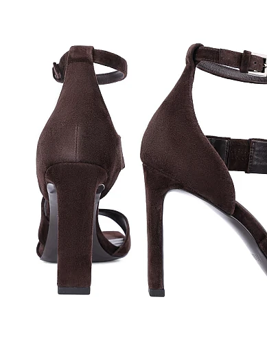 Женские босоножки велюровые коричневые - фото 5 - Miraton