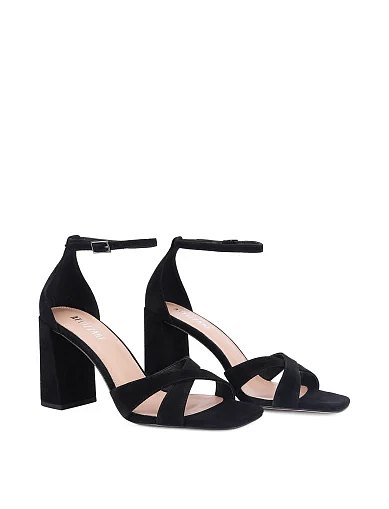 Жіночі босоніжки велюрові чорні(697L-08-C49) - фото 3 - Miraton