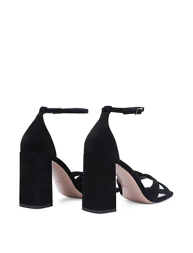 Жіночі босоніжки велюрові чорні(697L-08-C49) - фото 4 - Miraton