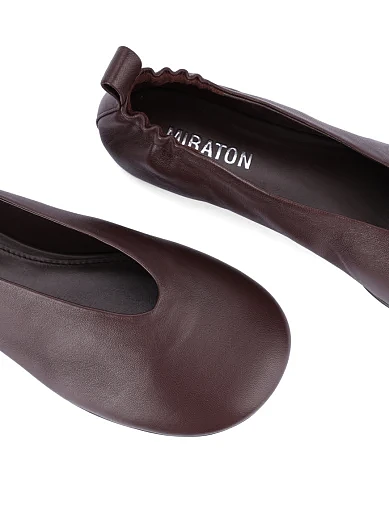 Жіночі шкіряні балетки коричневого кольору(06508) - фото 6 - Miraton