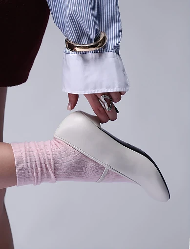 Жіночі шкіряні туфлі рисового кольору(07107) - фото 7 - Miraton