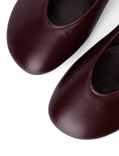 Жіночі шкіряні туфлі бордового кольору(07107) - фото 6 - Miraton