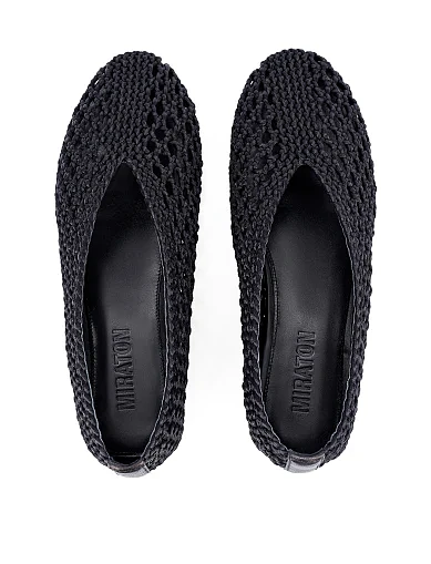 Жіночі балетки сатинові чорні(S0516-217) - фото 2 - Miraton