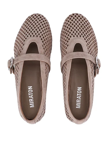 Жіночі балетки велюрові бежеві(YL0516-207) - фото 2 - Miraton