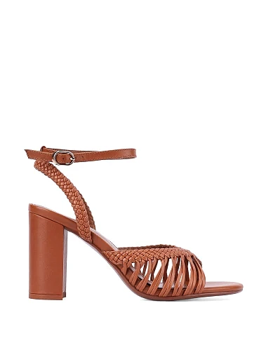 Женские босоножки кожаные коричневые - фото 1 - Miraton
