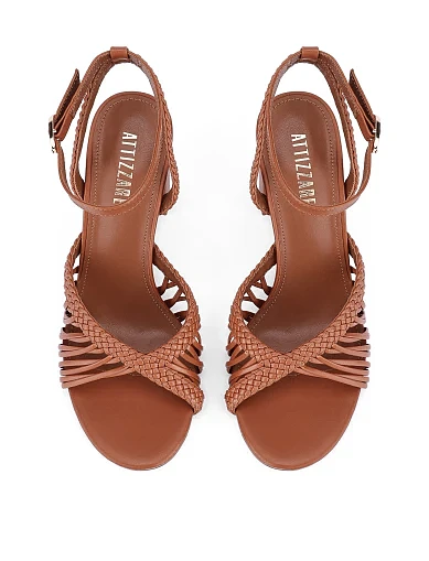 Женские босоножки кожаные коричневые - фото 2 - Miraton