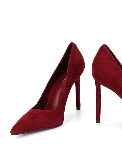 Жіночі туфлі велюрові бордові(L2536-10) - фото 6 - Miraton