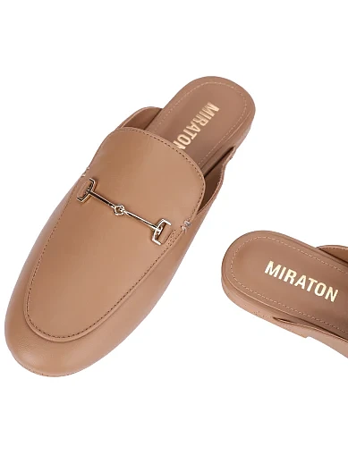 Женские слиперы кожаные бежевые - фото 5 - Miraton