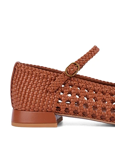 Женские балетки из искусственной кожи коричневые - фото 6 - Miraton