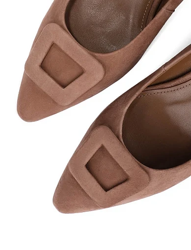 Женские туфли велюровые бежевые - фото 5 - Miraton