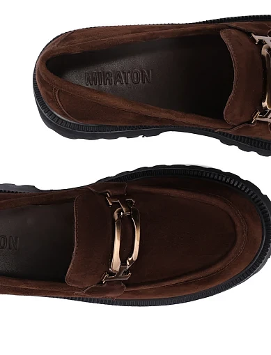 Женские туфли велюровые коричневые - фото 6 - Miraton