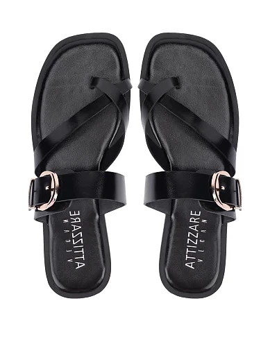 Жіночі шльопанці зі штучної шкіри чорні(295) - фото 2 - Miraton