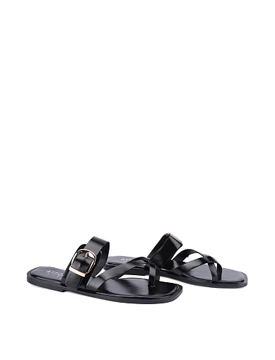 Жіночі шльопанці зі штучної шкіри чорні(295) - фото 3 - Miraton