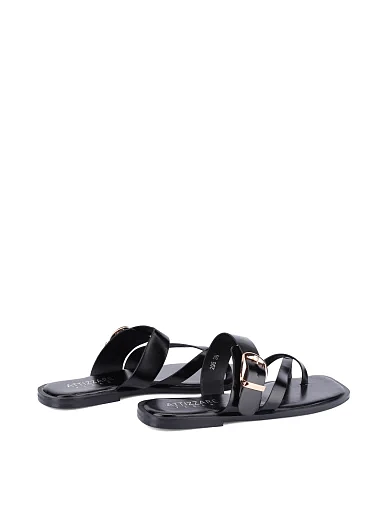 Жіночі шльопанці зі штучної шкіри чорні(295) - фото 4 - Miraton