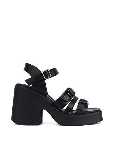 Жіночі босоніжки шкіряні чорні(3608) - фото 1 - Miraton