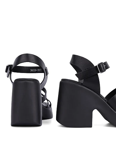 Жіночі босоніжки шкіряні чорні(3608) - фото 3 - Miraton