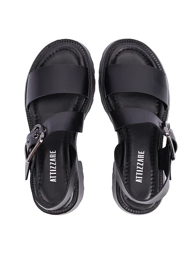 Женские сандалии кожаные черные - фото 2 - Miraton