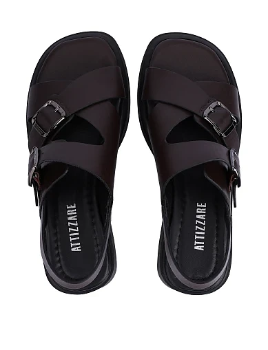 Женские сандалии кожаные коричневые - фото 2 - Miraton