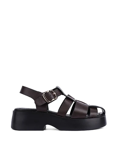 Женские сандалии кожаные коричневые - фото 1 - Miraton